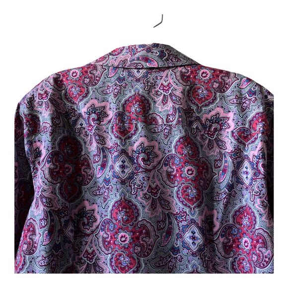 Talbots Women's Blouse Plus 18W Floral Paisley Boho Pink Wrinkle Resist Stretch - Picture 9 of 10